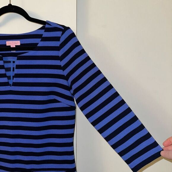Lilly Pulitzer Women’s Charlene Shift Dress Blue Navy Stripe Small EUC - Picture 4 of 13